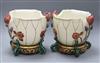 A pair of Royal Worcester Japonaise 'lotus' jardinieres, late 19th century height 21.5cm                                               