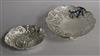 A 1920's pierced silver bonbon dish and a Victorian repousse silver dish by William Comyns, 6 oz.                                      