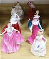 Eight Royal Doulton figures: Deborah, Gail, Nicole, Easter Parade, Mary, Wedding Celebration, Marilyn and Janine tallest 23cm          