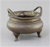 A Chinese bronze censer, Ding, Qing dynasty, diameter 16.5cm                                                                           