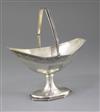 A George III Irish silver boat shaped sugar basket by Robert Breading?, 8.5 oz.                                                        