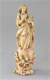 An Indo-Portuguese ivory figure of Mary, Our Lady of the Conception, Goa, late 17th/early18th century, height 8in.                     