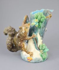 A rare Mintons majolica 'squirrel' vase, modelled by Paul Comolera, 28cm high                                                          