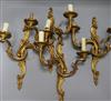 Two pairs of Louis XV style ormolu two branch sconces length 39.5cm                                                                    