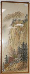 Japanese School, watercolour on silk, mountain landscape, 109 x 42cm                                                                   