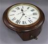 A mahogany fusee wall clock by J.W. Benson diameter 34cm                                                                               