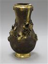 A Japanese Meiji period bronze vase of shaped ovoid form, H 30cm                                                                       