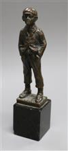 After Morath, a bronze figure of a young boy smoking a cigarette, H 15.5cm (overall)                                                   