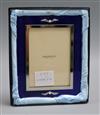 A boxed Mikimoto cultured pearl set blue plastic rectangular photograph frame, 17.3cm.                                                 