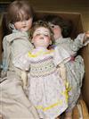 Three Armand Marseille bisque head dolls,                                                                                              