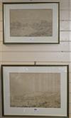 Joshua Edward Cooper (1798-1863) two pencil drawings, Scandinavian coastal towns, Largest 35 x 50cm.                                   