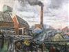 Modern British Cowley Motorworks, Oxford and The Farmer's Market, Oxford verso 35 x 47in., unframed                                    