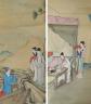 A pair of Chinese scrolls, watercolour on paper, late 19th/early 20th century, image cm x cm                                                                                                                                