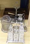 A silver plated 19th century cruet and plated wares Cruet W.19cm x H.22cm                                                              