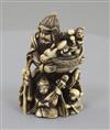 A Japanese ivory netsuke of Bishamon Ten, Meiji period,                                                                                