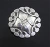 An early 20th century Georg Jensen 826S circular brooch, no.26, 1904-1908 mark, 42mm.                                                  