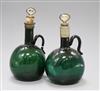 Two 19th century green glass brandy and gin decanters                                                                                  