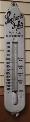 A 'Stephen's Inks' white-enamelled advertising thermometer, H.93cm (a.f.)                                                              