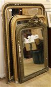 Three gilt overmantel mirrors W.99, 85 and 76cm                                                                                        