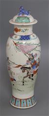 A Chinese famille rose vase and cover height 34cm                                                                                      