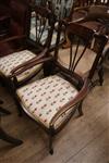 A pair of Edwardian inlaid elbow chairs                                                                                                