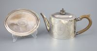 A rare George III provincial silver teapot by John Hampston & John Prince, York, 1780 & associated stand.                              