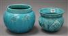 Two Burmantofts turquoise jardinieres tallest 18cm                                                                                     