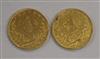 Two Turkish 100 Kurush gold coins, 14.4g gross                                                                                         