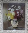 ER 1887, oil on canvas, chrysanthemums in an aesthetic vase, initialled and dated, 67 x 54cm                                           