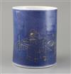 A Chinese gilt-decorated powder blue brush pot bitong, Kangxi period, H.15.2cm, repairs                                                