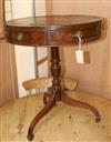 A Regency style mahogany revolving drum top table W.60cm                                                                               