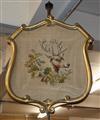 A Victorian giltwood polescreen with tapestry banner H.150cm                                                                           