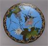 Five Japanese cloisonne enamel dishes of birds amid flowers including a pair largest diameter 30cm                                     