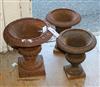 Three Victorian cast iron urns W.28 and 22cm                                                                                           