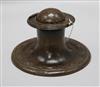 A Jesson Birkett & Co. Arts & Crafts copper inkwell with applied pin-head rivet decoration 13cm                                        