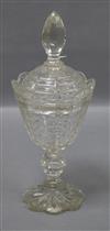 A late Victorian cut glass honey jar and cover height 32cm                                                                             