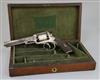 A cased 54 bore Webley patent five shot double action wedge frame percussion revolver, c.1860, retailed by F J Smith & Co. London,     