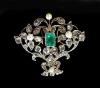 A 19th century silver and gold? emerald, pearl and rose cut diamond set drop brooch                                                                                                                                         