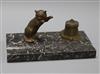 An Art Deco cat inkwell, on marble stand length 21cm                                                                                   