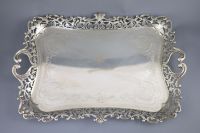 A George V silver two handled tea tray by Albert Henry Thompson,                                                                       