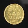 A Dutch One Stuiver gold coin, 1738, 1.75g, uneven edge otherwise EF                                                                   
