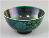 A Chinese green and black enamelled bowl, Qianlong mark, d. 12.4cm                                                                     