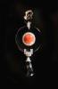 A mid 20th century Italian 18ct gold black onyx, coral bead and diamond chip set drop pendant                                                                                                                               