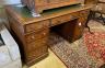A Victorian mahogany pedestal desk, length 138cm, depth 71cm, height 75cm                                                                                                                                                   