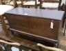 An 18th century and later Sussex oak six plank coffer, width 82cm, depth 30cm, height 47cm                                                                                                                                  