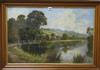 English School (late 19th/early 20th century), oil on canvas, River landscape                                                          