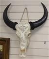 A South East Asian carved Buffalo skull with horns                                                                                     