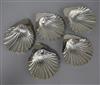 A pair of Victorian silver butter shells, London, 1886, 12cm and a later set of three silver butter shells. 11.5 oz.                   