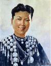 U Ngwe Gaing (Burmese 1901-1967) Portrait of a Burmese woman wearing an elaborate necklace 15.5 x 12.25in.                             