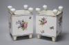 A pair of French Sevres style cache pots, height 21.5cm                                                                                                                                                                     